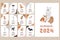 Dog vector vertical calendar 2024. Collection of cute baby dogs cartoon hand drawn style. The inscription is in Russian