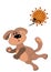 A dog and a very scary virus. Virus attack. Childrens illustration