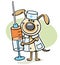 Dog veterinarian character with syringe