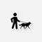 Dog walker black glyph sticker icon