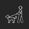 Dog walker chalk white icon on black background