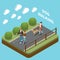 Dog Walker Isometric Concept Illustration