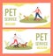 Dog Walker, Pet Service Flat Vector Web Banners