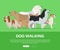 Dog Walking Concept Flat Style Vector Web Banner