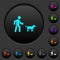 Dog walking dark push buttons with color icons