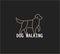 Dog walking line logo concept, Golden Retriever linear icon. Isolated vector logo template for pet dog walking service.