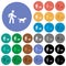 Dog walking round flat multi colored icons