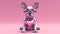 Dog Wearing Mirrored Pink Heartshaped Sunglasses. Generative AI