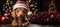 A dog wearing a santa hat