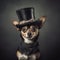 Dog wearing a top hat. Created using ai generative.