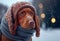 Dog in a Winter Hat. Seasonality, Cooling, Weather Change. Generative AI