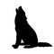 A dog or a wolf howls at the moon. The emblem of a predatory animal