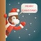 Dog Year 2018 Merry Christmas Santa Looking Out Corner Cartoon Character Greeting Card 3d Cartoon Design Vector