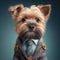 Dog yorkshire portrait generative ai. Yorkshire cute puppy in brown hair grooming