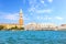 Doge`s Palace and Piazza San Marco from the lagoon