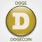 Dogecoin cryptocurrency blockchain icon. Virtual electronic, internet money or cryptocoin symbol, logo