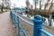 Doggie collar on railing along Nene river in Northampton UK