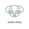 Doggy emoji line icon, vector. Doggy emoji outline sign, concept symbol, flat illustration
