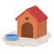 Doghouse and Bowl for dry food and water for dogs and cats Vector isolated illustration
