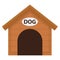 Doghouse icon, flat, cartoon style. Wooden house isolated on white background. Vector illustration, clip-art.