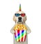 Dogicorn in 3d glasses eats popcorn 2