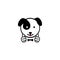 Dogie like. Isolated Pup show thumb up. Simple Funny puppy show an approving hand gesture. Black and white Vector logo