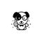 Dogie like. Isolated Pup show thumb up. Simple Funny puppy show an approving hand gesture. Black and white Vector logo