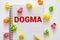 Dogma word written on notebook