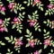 Dogrose berries seamless pattern. Vector background wild rose fruits with green leaf for design label syrup, tea