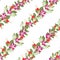 Dogrose berries seamless pattern. Vector background wild rose fruits with green leaf for design label syrup, tea