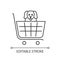 Dogs allowed supermarket, petshop pixel perfect linear icon. Puppy in shopping cart. Thin line customizable illustration