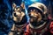 Dogs astronauts in spacesuits