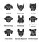 Dogs breeds glyph icons set