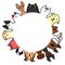 Dogs&cats circle with copy space