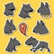 Dogs characters pitbull. Funny animals cartoon. Doodle sticker pets