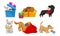Dogs Collection, Cute Pets of Different Breeds with Christmas Accessories Vector Illustration