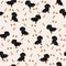 Dogs Dachshund Vector Seamless pattern. Dog Dachshund, bone, paw print.