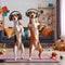 dogs dancing with headphones