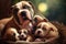 dogs family breed american staffordshire terrier puppies and mom illustration Generative AI