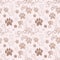 Dogs footprints and bones seamless pattern, puppy background, colorful wallpaper