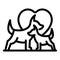 Dogs love icon outline vector. Dog walk