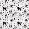 Dogs pattern. French bulldog seamless texture. Vector pets background. Black and white dogs isolated on white background