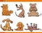 Dogs and puppies funny animal characters set
