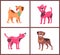 Dogs of Pure Breeds Isolated Illustrations Set