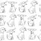 dogs seamless pattern. hand drawn doodle icon. , scandinavian, nordic, minimalism, monochrome. pets, animals. textile