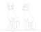 dogs sitting one continuous line drawing, sketch, isolated