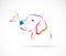 Dogslabrador and butterflies on white background. Pet. Animal. Easy editable layered vector illustration