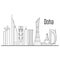 Doha city skyline - downtown cityscape, Qatar landmarks in liner