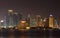 Doha city skyline at night, Qatar