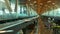 DOHA, QATAR - 23 MAR, 2018 : Timelapse Airport Train Riding Between Terminals and Passengers walk through the Modern